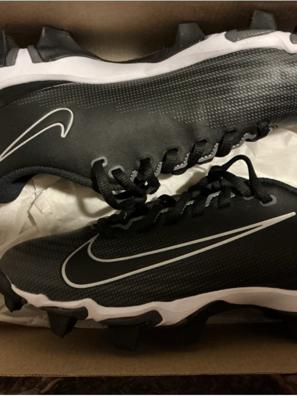 Nike Men’s Black Athletic Cleats with White Swoosh